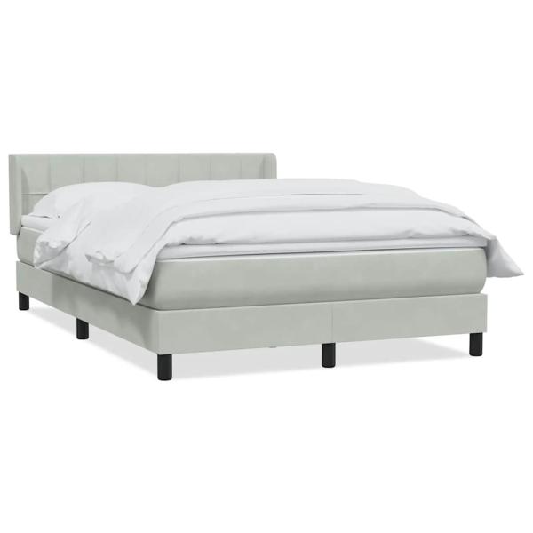 Boxspringbett mit Matratze Hellgrau 140x210 cm Samt