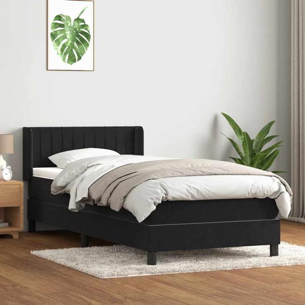 ARDEBO.de - Boxspringbett mit Matratze Schwarz 90x210 cm Samt
