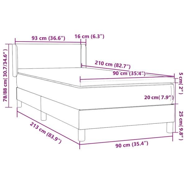 Boxspringbett mit Matratze Schwarz 90x210 cm Samt