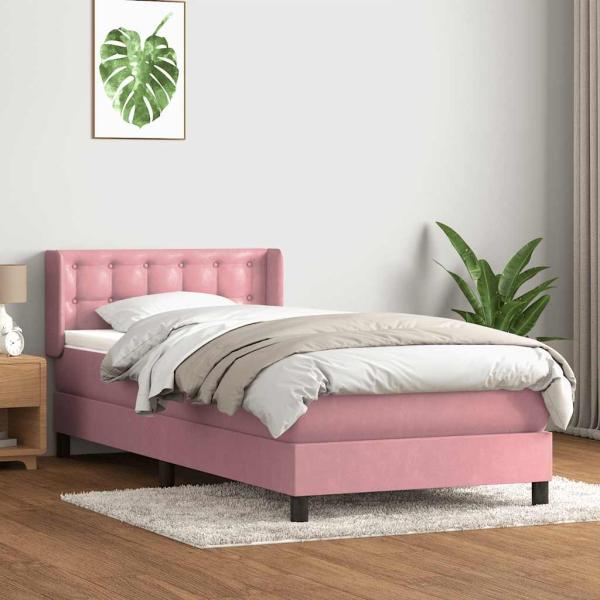 ARDEBO.de - Boxspringbett mit Matratze Rosa 90x210 cm Samt
