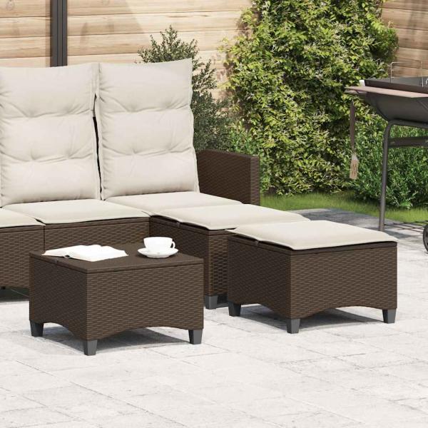 ARDEBO.de - Gartenhocker mit Kissen 2 Stk. Braun 55x55x36 cm Poly Rattan
