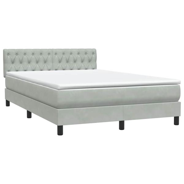 Boxspringbett mit Matratze Hellgrau 140x210 cm Samt