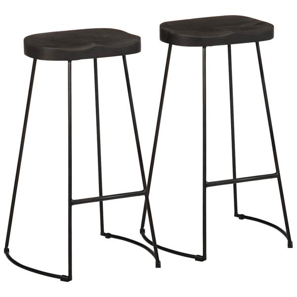 ARDEBO.de - Barhocker 2 Stk. Schwarz 45x40x78 cm Mango Massivholz