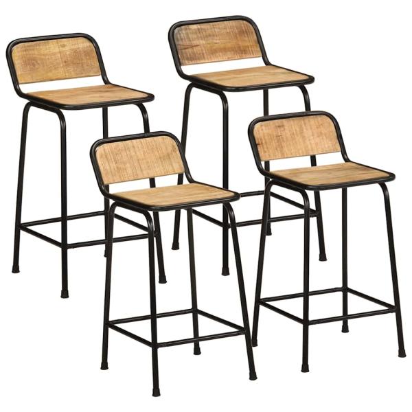 ARDEBO.de - Barhocker 4 Stk. 46x35,5x80 cm Raues Mango Massivholz