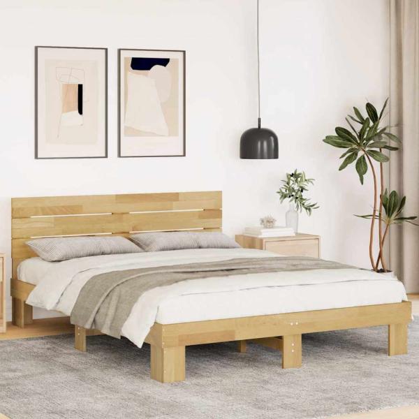 ARDEBO.de - Massivholzbett mit Kopfteil ohne Matratze 140x200 cm Eichenholz