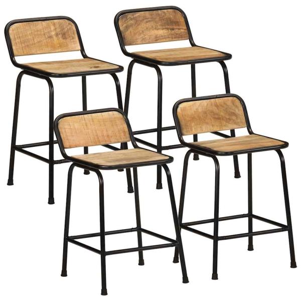 ARDEBO.de - Barhocker 4 Stk. 46x35,5x70 cm Raues Mango Massivholz