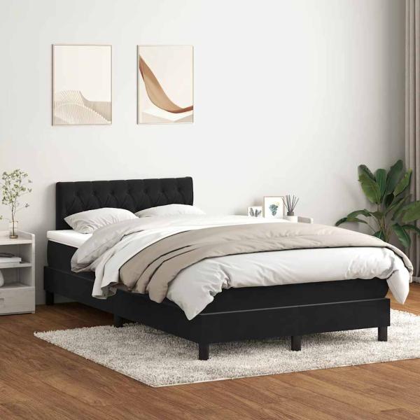 ARDEBO.de - Boxspringbett mit Matratze Schwarz 120x210 cm Samt