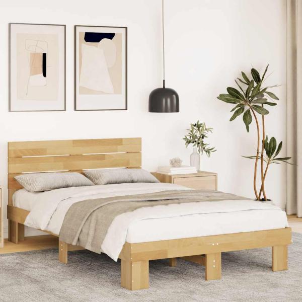 ARDEBO.de - Massivholzbett mit Kopfteil ohne Matratze 120x200 cm Eichenholz