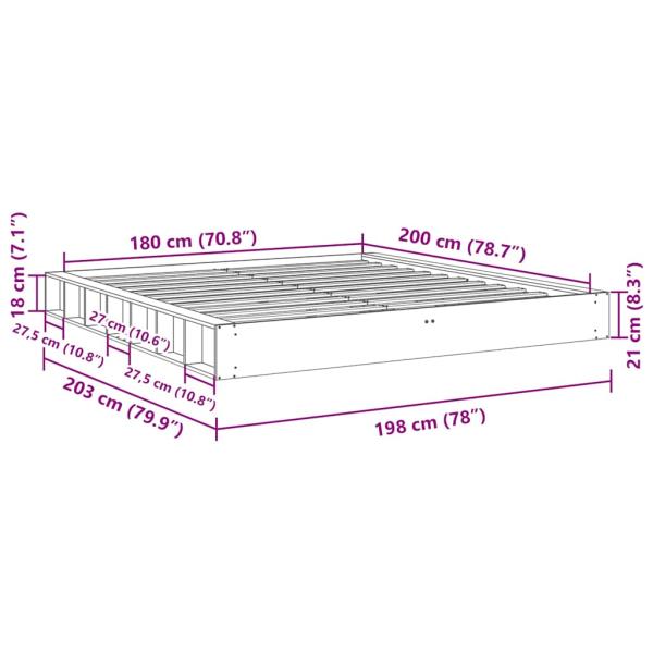 Massivholzbett ohne Matratze 180x200 cm Eichenholz