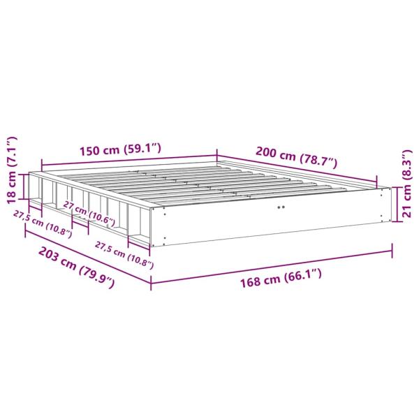 Massivholzbett ohne Matratze 150x200 cm Eichenholz