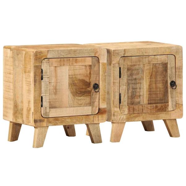 ARDEBO.de - Nachttisch 2 Stk. 40x32x46 cm Raues Massivholz Mango