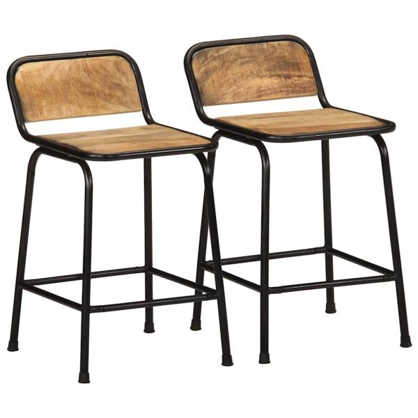 ARDEBO.de - Barhocker 2 Stk. 46x35,5x70 cm Raues Mango Massivholz