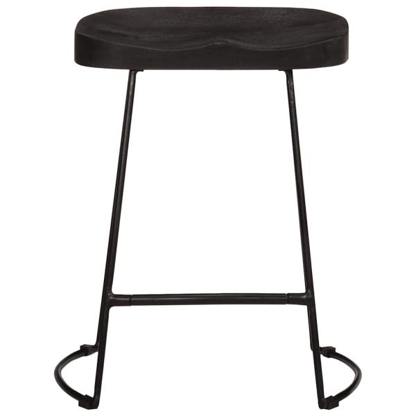Barhocker 2 Stk. Schwarz 46x38x52 cm Mango Massivholz