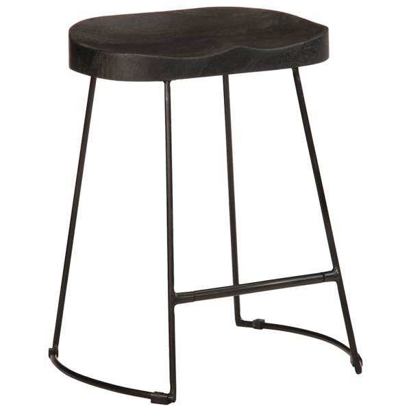 Barhocker 2 Stk. Schwarz 46x38x52 cm Mango Massivholz