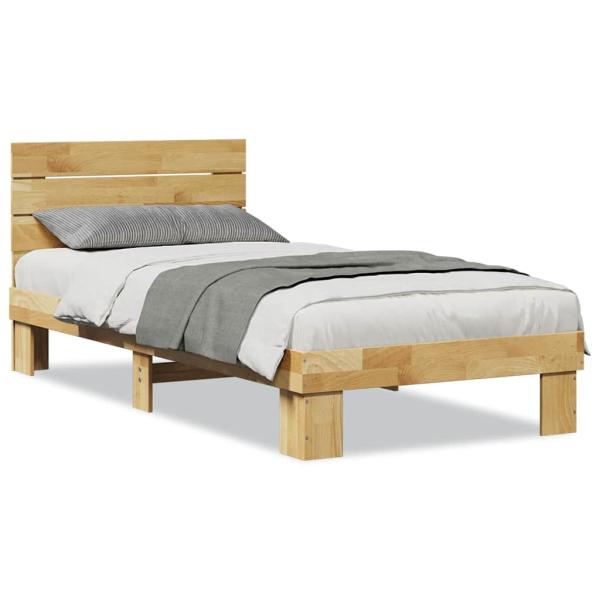 Massivholzbett mit Kopfteil ohne Matratze 80x200 cm Eichenholz