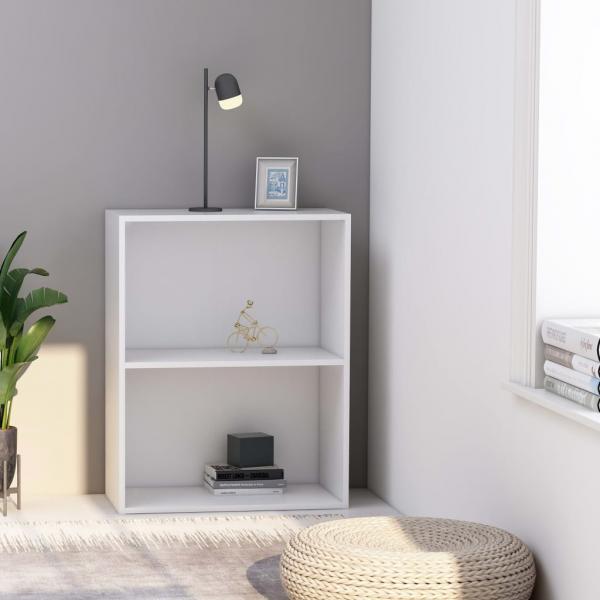 ARDEBO.de - Bücherregal 2 Fächer Weiß 60x30x76,5 cm Holzwerkstoff