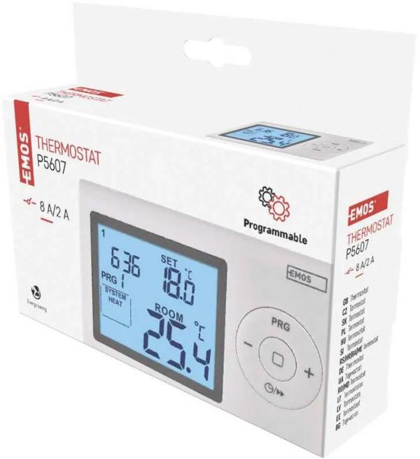 EMOS P5607 Raumthermostat, programmierbar, verkabelt, weiß (2101209000)