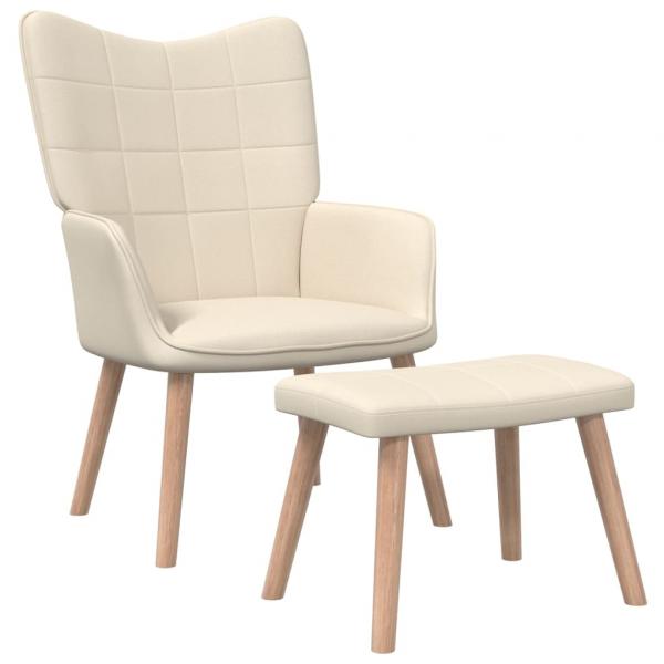 ARDEBO.de - Relaxsessel mit Hocker Creme Stoff