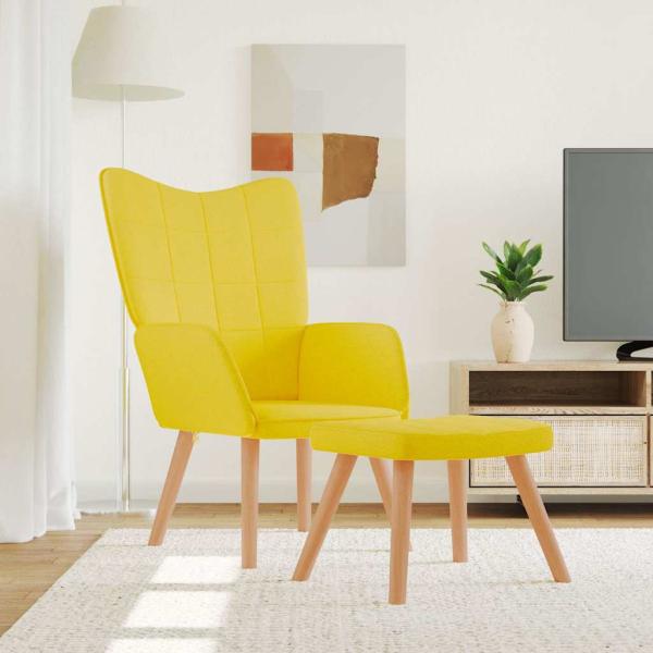 ARDEBO.de - Relaxsessel mit Hocker Senfgelb Stoff