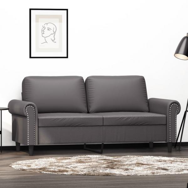 ARDEBO.de - 2-Sitzer-Sofa Grau 140 cm Kunstleder