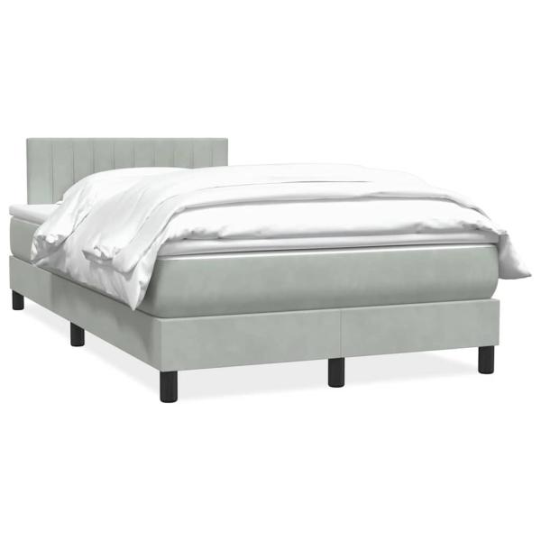 ARDEBO.de - Boxspringbett mit Matratze Hellgrau 120x220 cm Samt