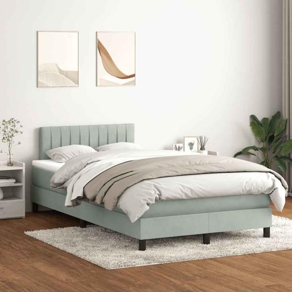Boxspringbett mit Matratze Hellgrau 120x220 cm Samt
