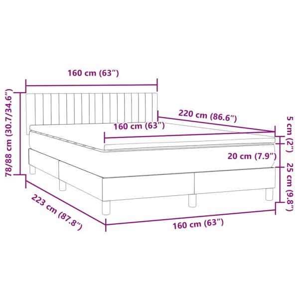 Boxspringbett mit Matratze Rosa 160x220 cm Samt