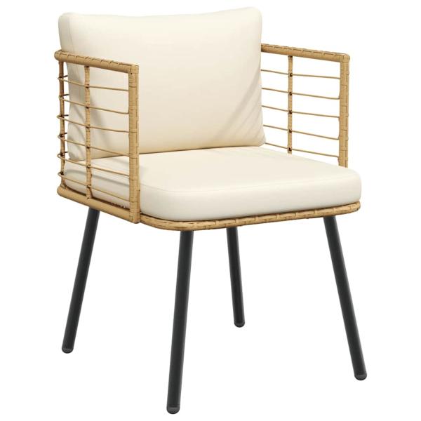 ARDEBO.de - Gartenstuhl mit Kissen Natur Poly Rattan