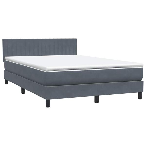 Boxspringbett mit Matratze Dunkelgrau 140x220 cm Samt