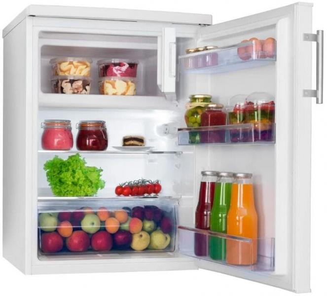 Amica KS 361 120 W Standkühlschrank, 60 cm breit, 136 L, mit Gefrierfach, LED-Innenbeleuchtung, Gemüsefach, weiß (1194390)