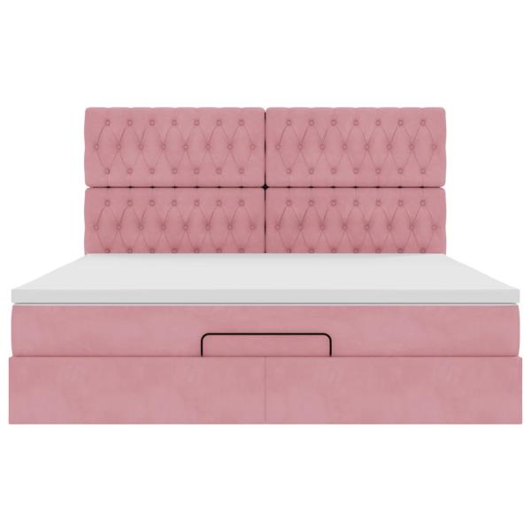 Ottoman-Bett mit Matratzen & LEDs Rosa 160x200 cm Samt