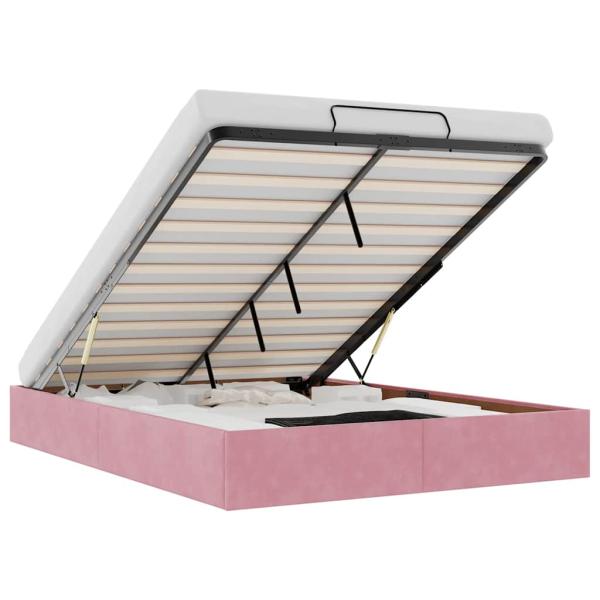 ARDEBO.de - Ottoman-Bett ohne Matratze Rosa 140x200 cm Samt