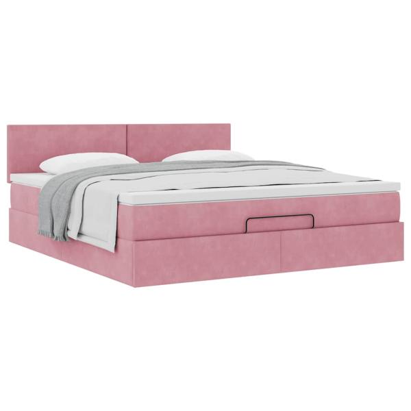 Ottoman-Bett mit Matratze Rosa 160x200 cm Samt