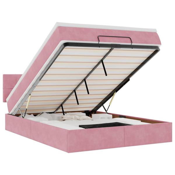 Ottoman-Bett mit Matratze Rosa 140x200 cm Samt