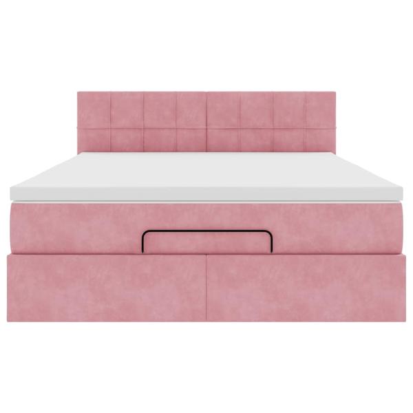 Ottoman-Bett mit Matratze Rosa 140x200 cm Samt