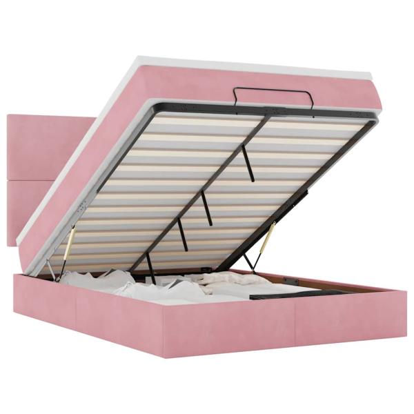 Ottoman-Bett mit Matratzen Rosa 140x200 cm Samt