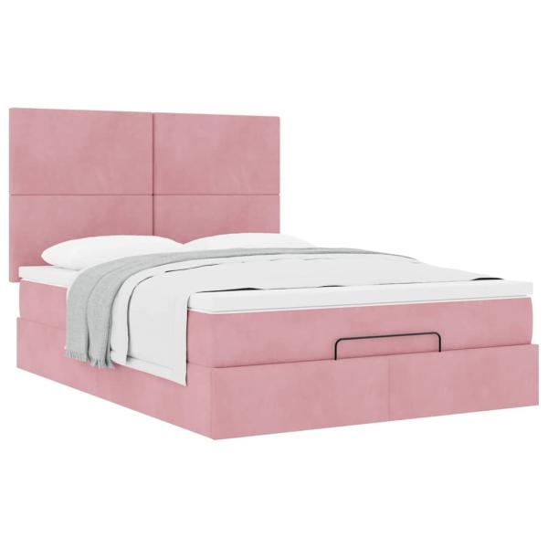 Ottoman-Bett mit Matratzen Rosa 140x200 cm Samt