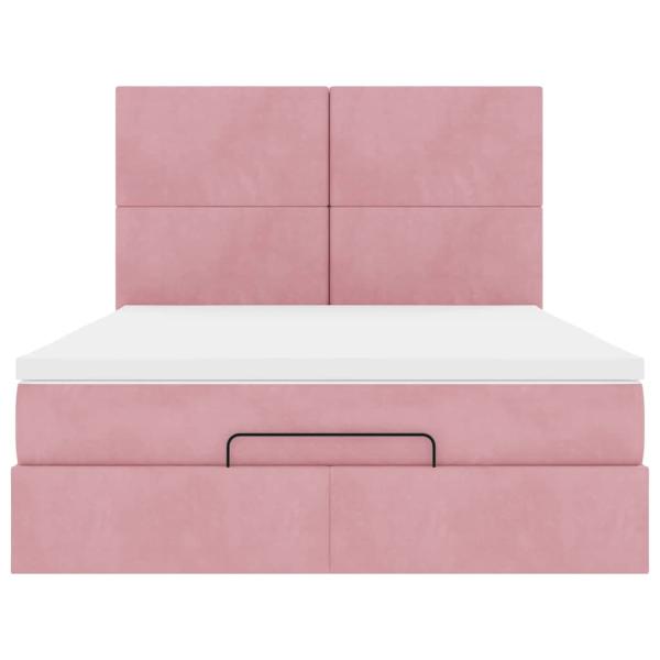 Ottoman-Bett mit Matratzen Rosa 140x200 cm Samt