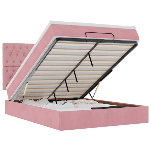Ottoman-Bett mit Matratzen Rosa 140x200 cm Samt