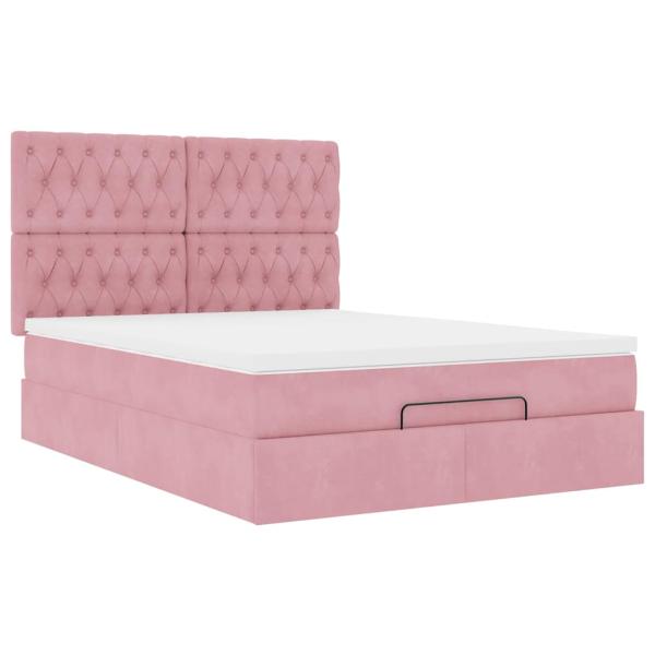 Ottoman-Bett mit Matratzen Rosa 140x200 cm Samt