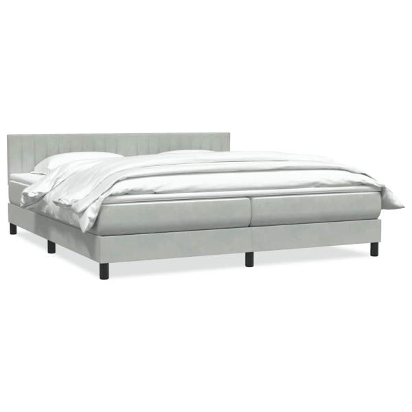 ARDEBO.de - Boxspringbett mit Matratze Hellgrau 180x220 cm Samt