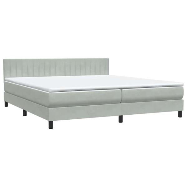 Boxspringbett mit Matratze Hellgrau 180x220 cm Samt