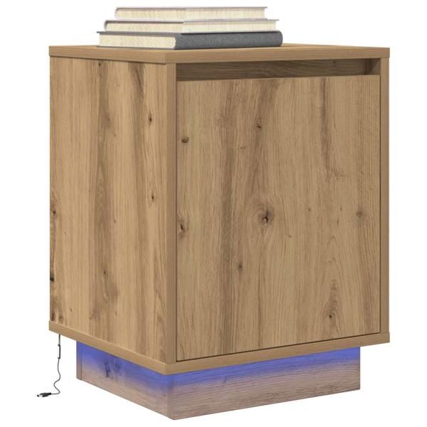 ARDEBO.de - Nachttisch mit LED-Leuchten Artisan-Eiche 38x34x50 cm