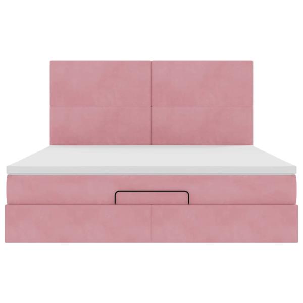 Ottoman-Bett mit Matratzen & LEDs Rosa 160x200 cm Samt
