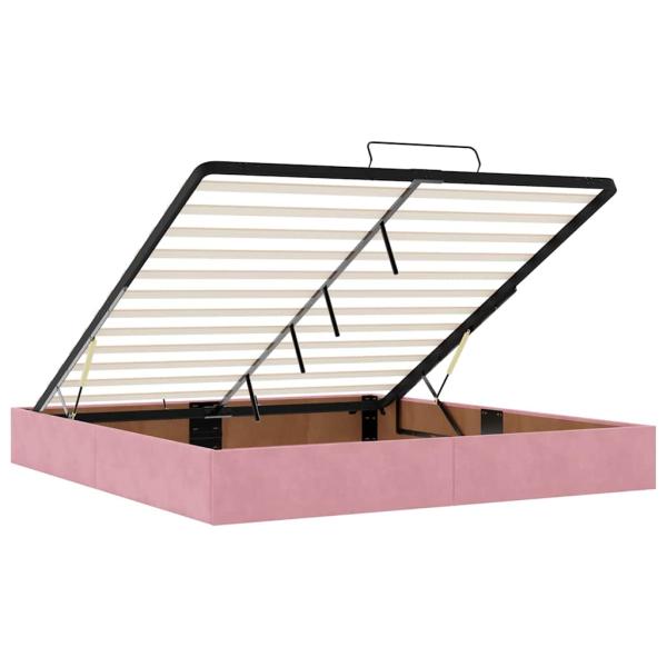 Ottoman-Bett mit Matratzen & LEDs Rosa 160x200 cm Samt