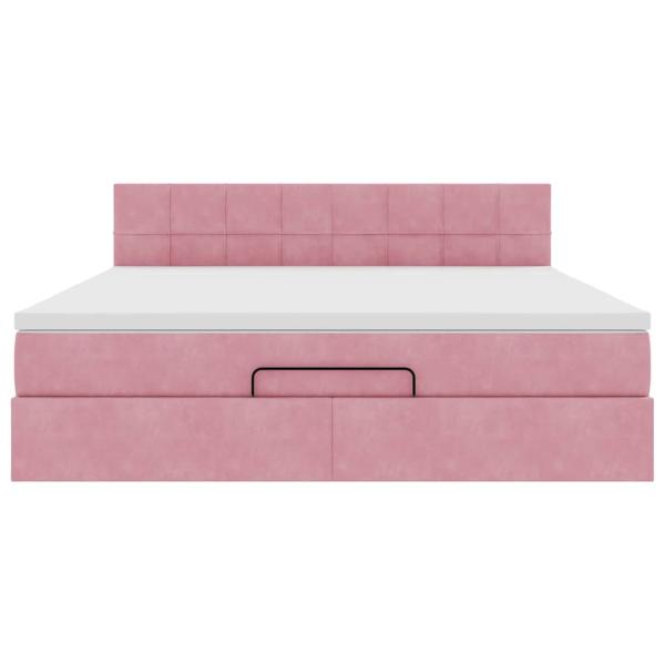Ottoman-Bett mit Matratze & LEDs Rosa 160x200 cm Samt