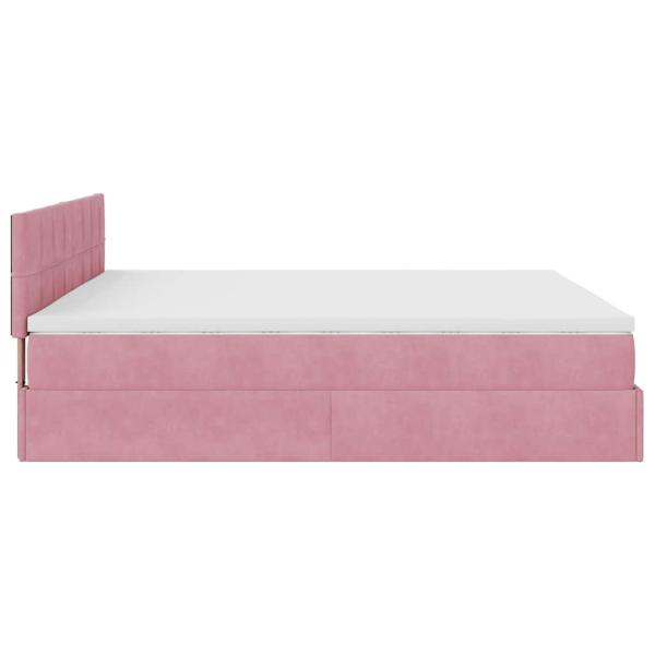 Ottoman-Bett mit Matratze & LEDs Rosa 160x200 cm Samt