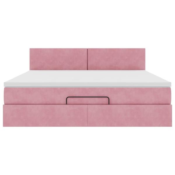 Ottoman-Bett mit Matratze & LEDs Rosa 160x200 cm Samt