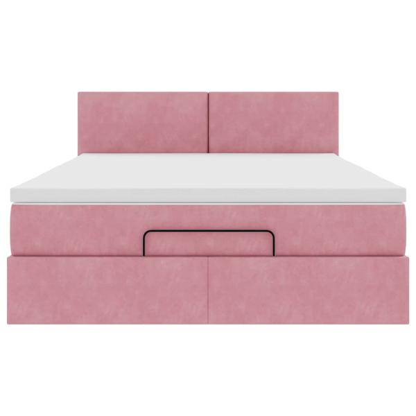 Ottoman-Bett mit Matratze & LEDs Rosa 140x200 cm Samt