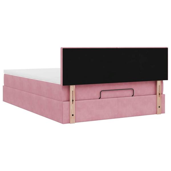 Ottoman-Bett mit Matratze & LEDs Rosa 140x200 cm Samt